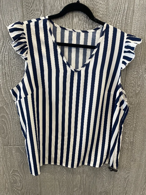 Personalized Design Striped Pattern Top Short Sleeve Shein, Size 2x