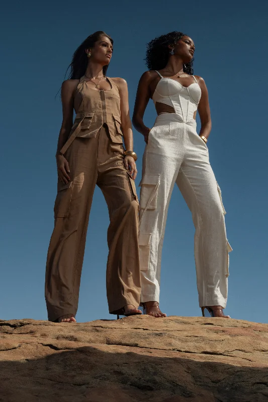 Elegant And Noble Tan Aeris Pant Set
