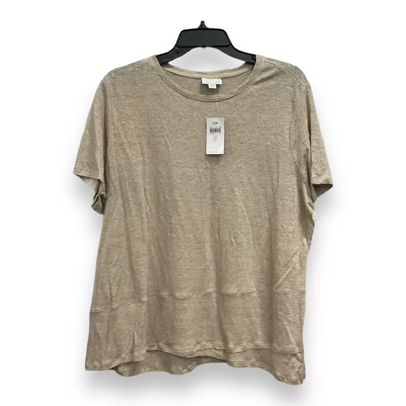 Slightly Flared Design Tan Top Short Sleeve J. Jill, Size 2x