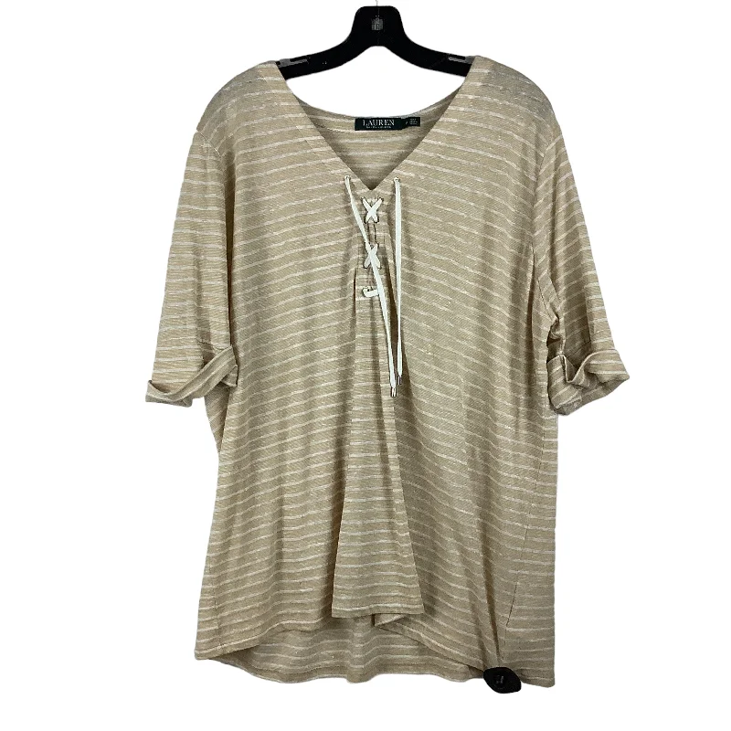 Energy Plan Tan Top Short Sleeve Lauren By Ralph Lauren, Size 2x