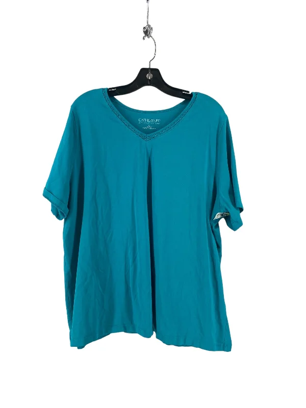 Weekend Comfort Teal Top Short Sleeve Basic Catherines, Size 1x