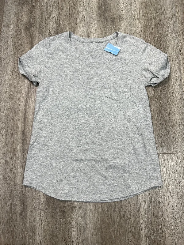 High Street Style Top Short Sleeve Basic By Anna In Grey, Size: S