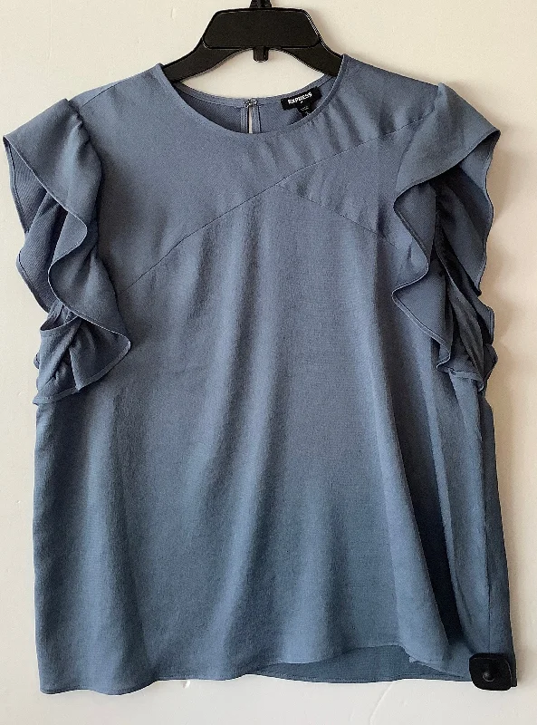 Chic Outfits Top Short Sleeve By Express In Blue, Size: L