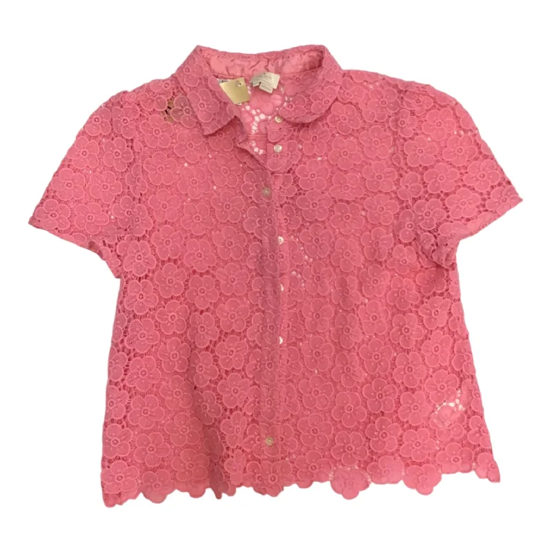 Elegant Design Top Short Sleeve Designer By Kate Spade In Pink, Size: Xl