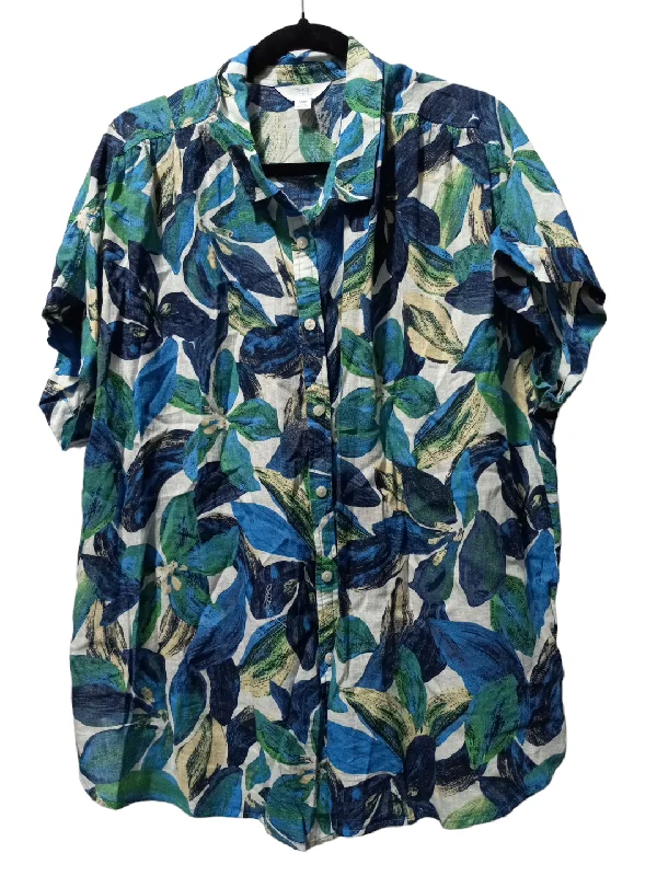 Girl Style Tropical Print Top Short Sleeve Time And Tru, Size 2x