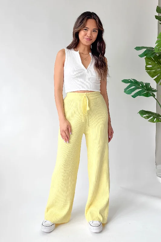 Casual And Versatile Unwritten Love Knit Pants in Yellow