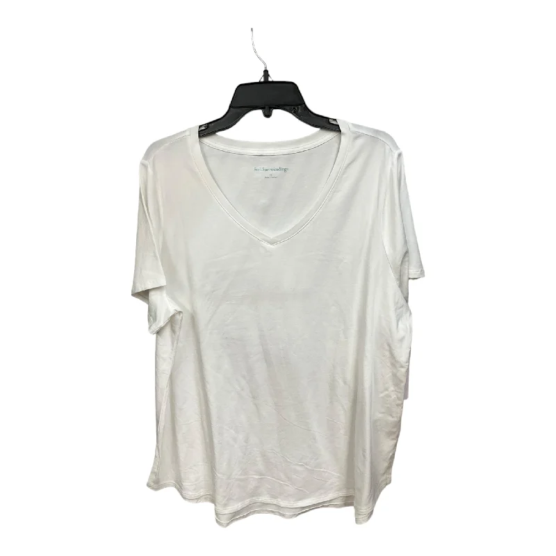 Effortless Comfort White Top Short Sleeve Basic Soft Surroundings, Size 1x