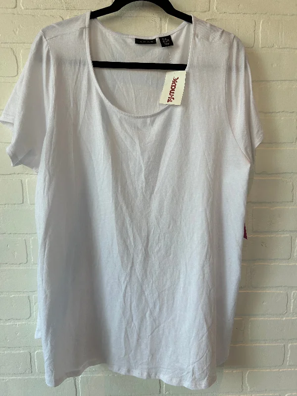 Free And Casual White Top Short Sleeve Basic Tahari By Arthur Levine, Size 2x