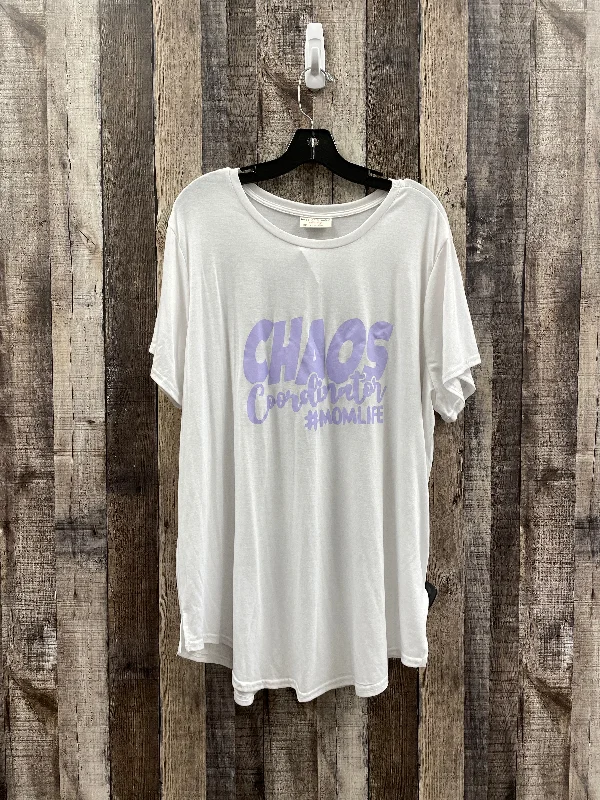 Urban Design Sense White Top Short Sleeve Bobbie Brooks, Size 3x