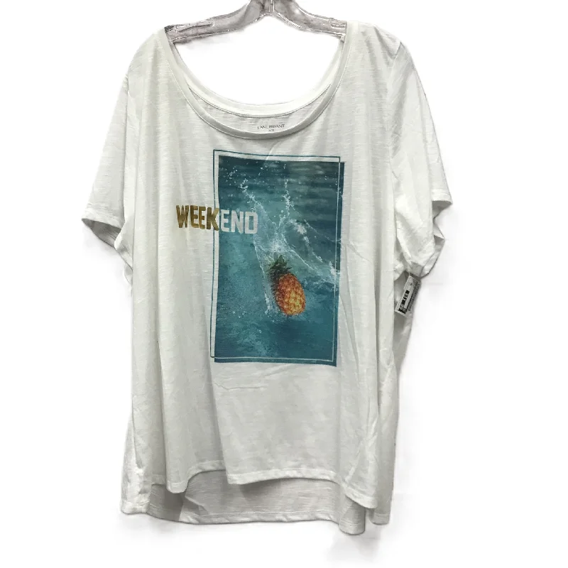Eye-catching Personality White Top Short Sleeve By Lane Bryant, Size: 4x