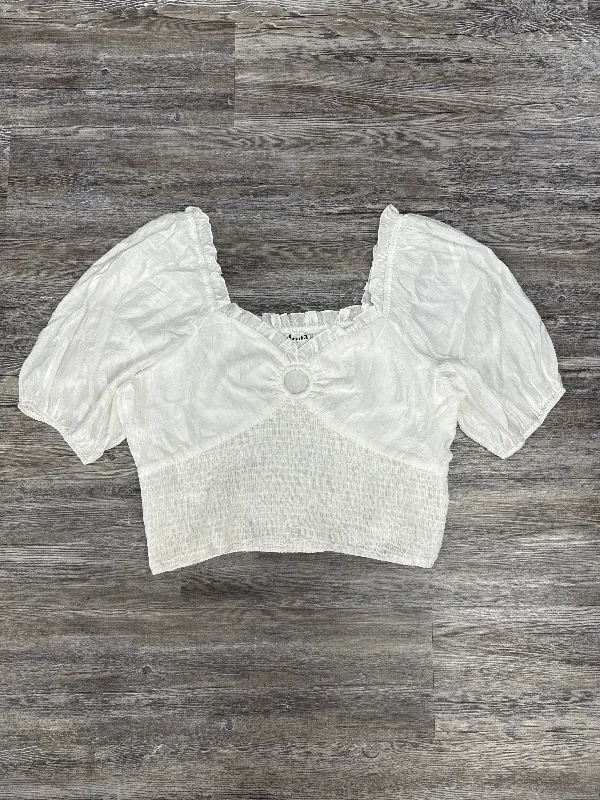 Relaxed Weekend Wear White Top Short Sleeve Cmb, Size 1x