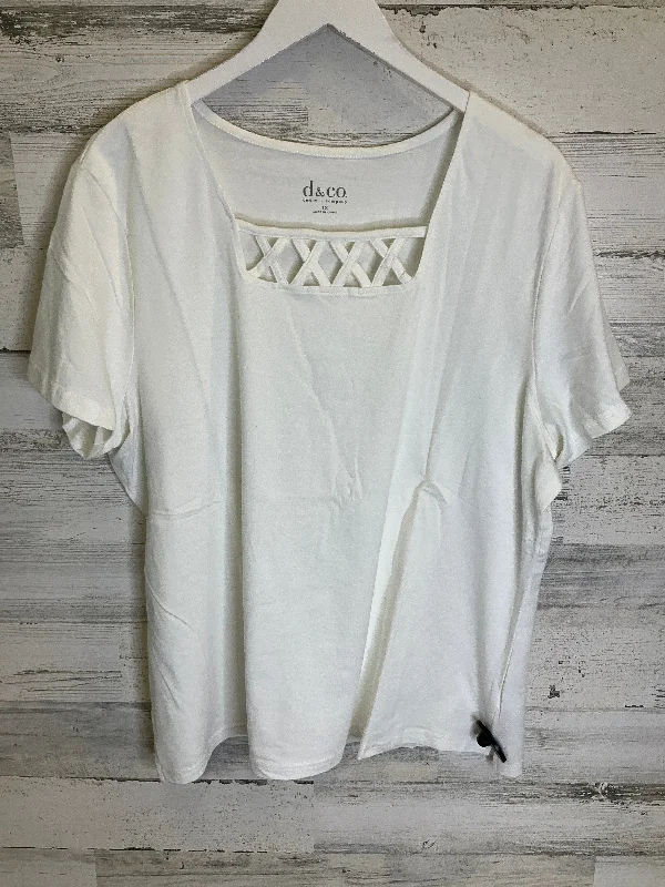 Fashionable Items White Top Short Sleeve Denim And Company, Size 1x