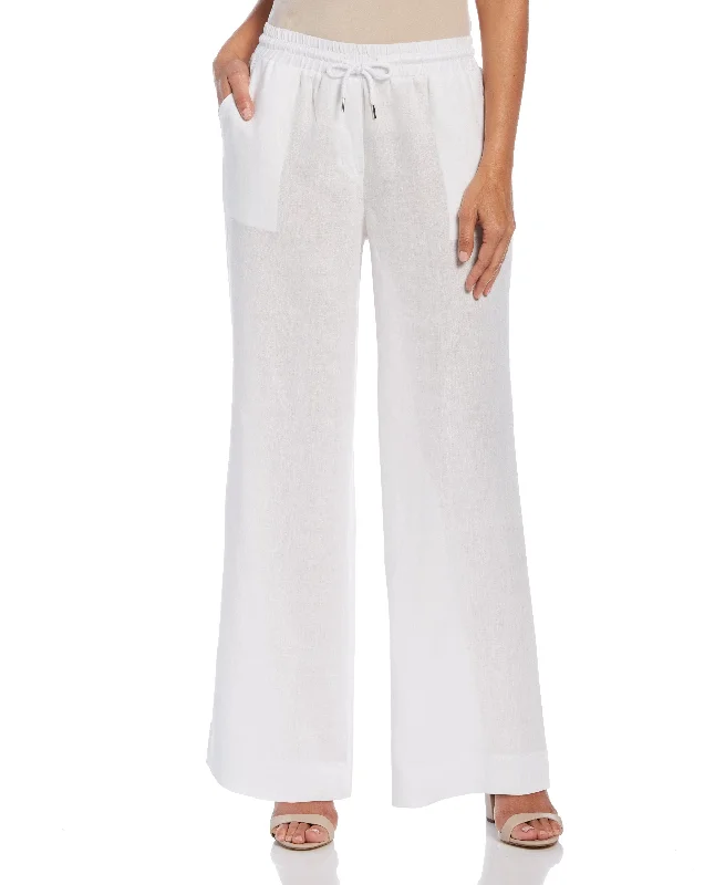 Personalized Design Women's Wide Leg Drawstring Linen Pant