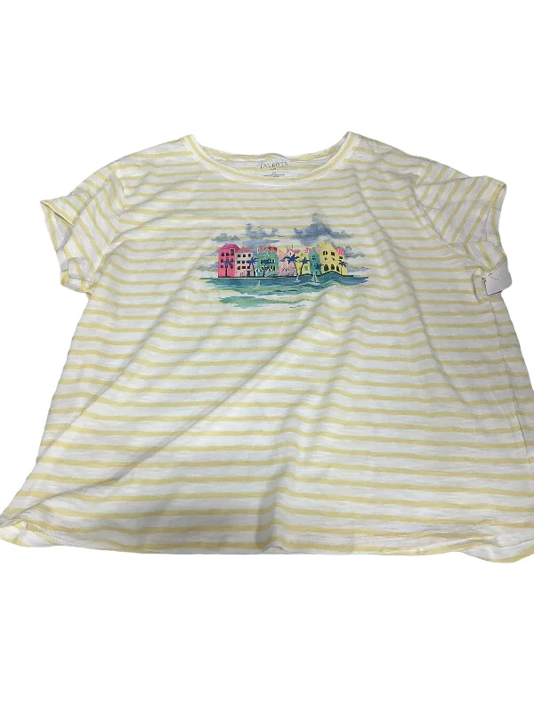 Trendy Looks Yellow Top Short Sleeve Basic Talbots, Size 2x