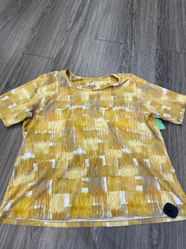Lounge Wear Yellow Top Short Sleeve Denim And Company, Size 3x