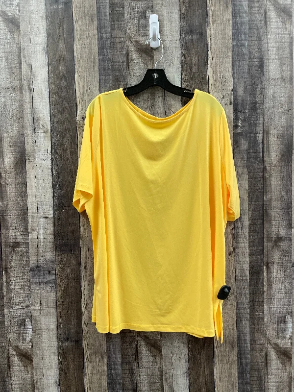 Soft Tops Yellow Top Short Sleeve Susan Graver, Size 2x