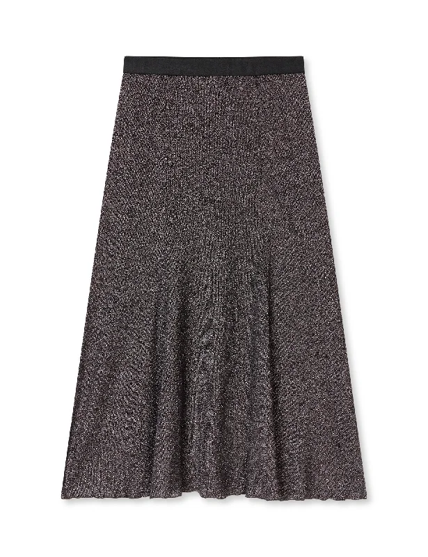 Comfortable And Versatile 2x2 Lurex Saga Skirt, Gun Metal