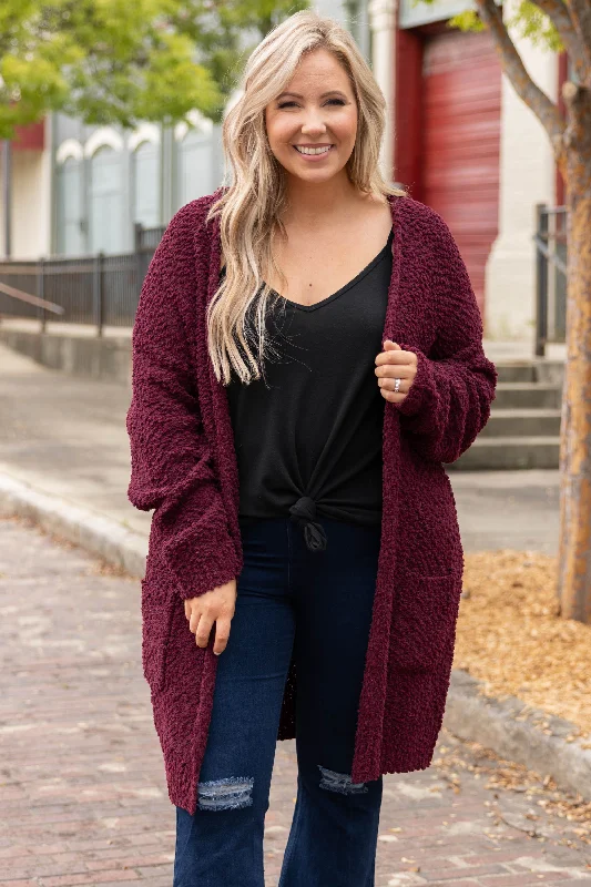 Nightclub Style All The Warmth Cardigan, Burgundy