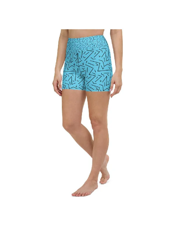 Sporty Wear Aqua Black Line Yoga Shorts