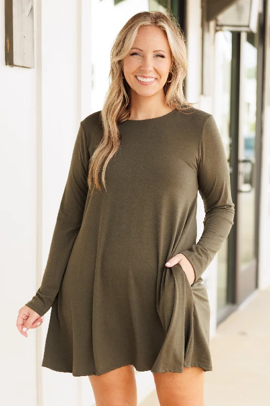 Easy Comfort Style As Long As You're Here Tunic, Olive