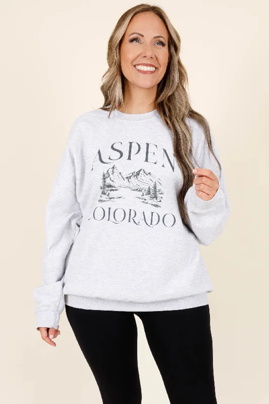 British Fashion Aspen Vacation Sweatshirt, Ash