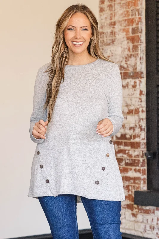 Trendy Casuals Battling Blush Top, Heather Gray