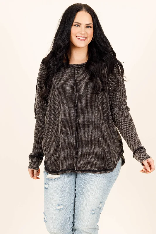 Comfortable Lounge Wear Because I Had You Top, Black