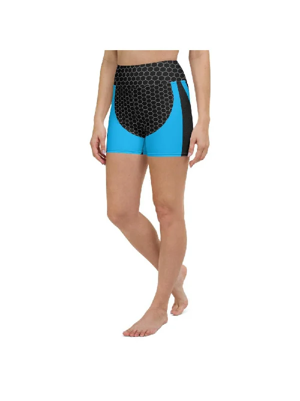Trendy Items Blue Honeycomb Carbon Yoga Shorts