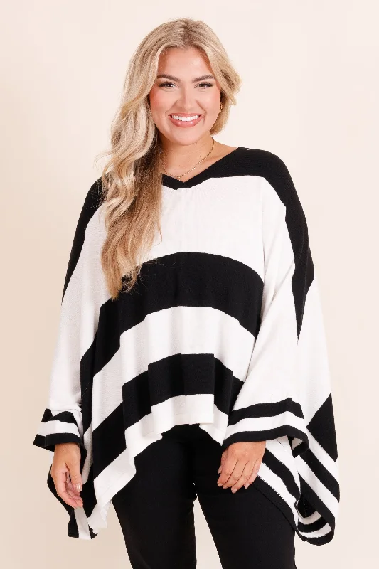 Timeless Outfits Bold Lines Top, Black