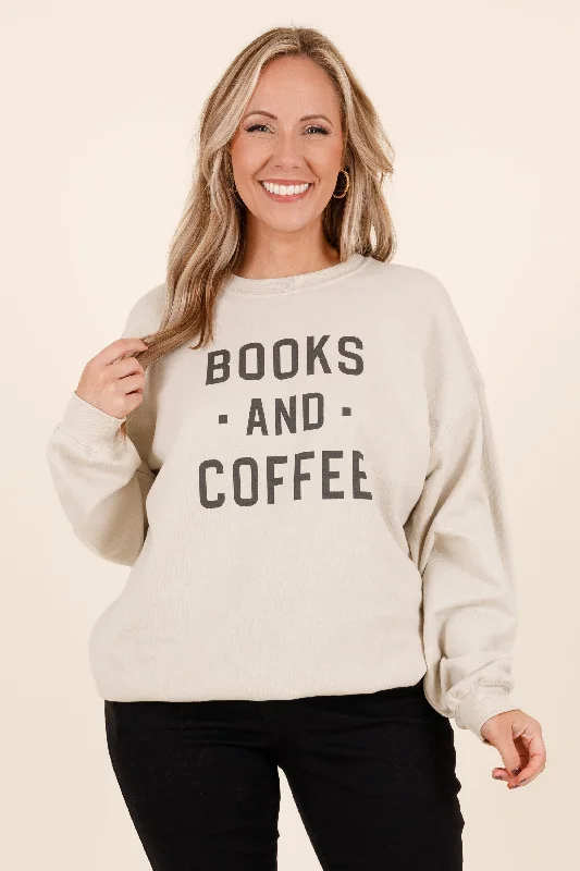 Fashionable Items Books And Coffee Sweatshirt, Sand