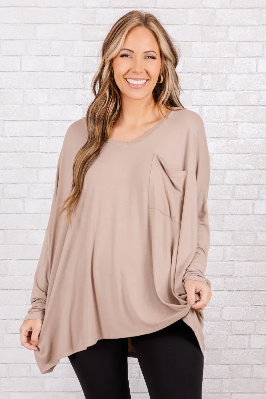 Sports And Leisure Call Me Today Top, Ash Mocha
