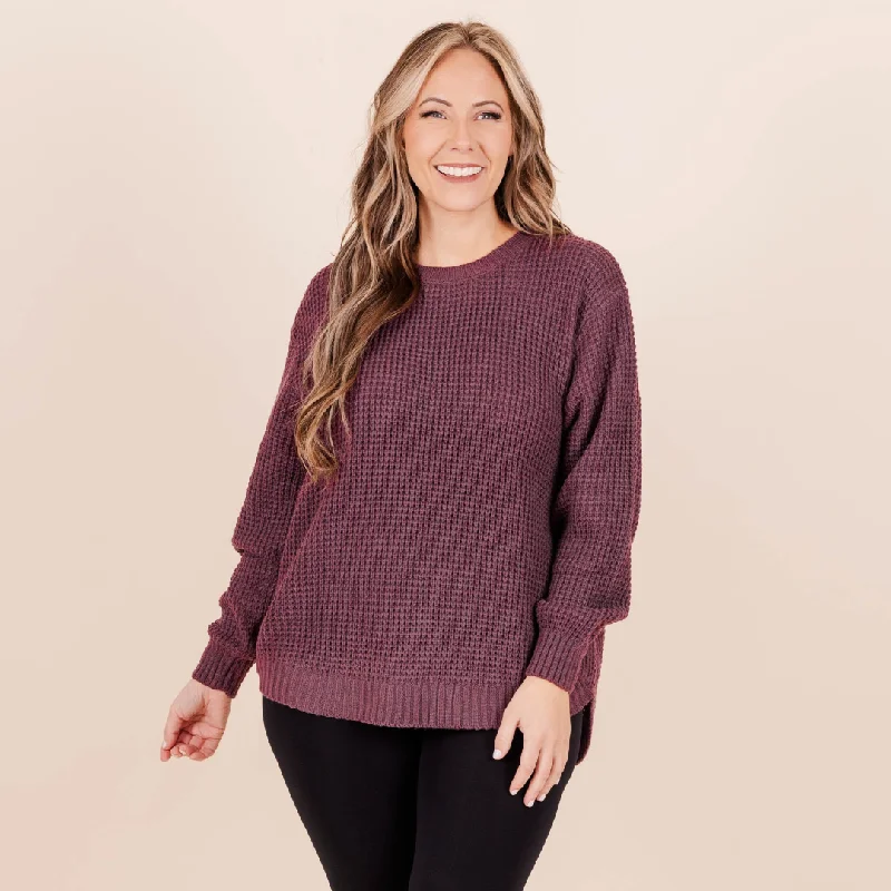 Easy Fashion Call Me Tomorrow Sweater, Eggplant