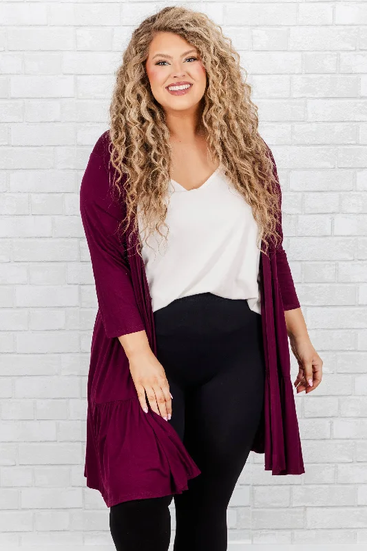 Wearable At Home Or Out Calm My Mind Cardigan, Burgundy