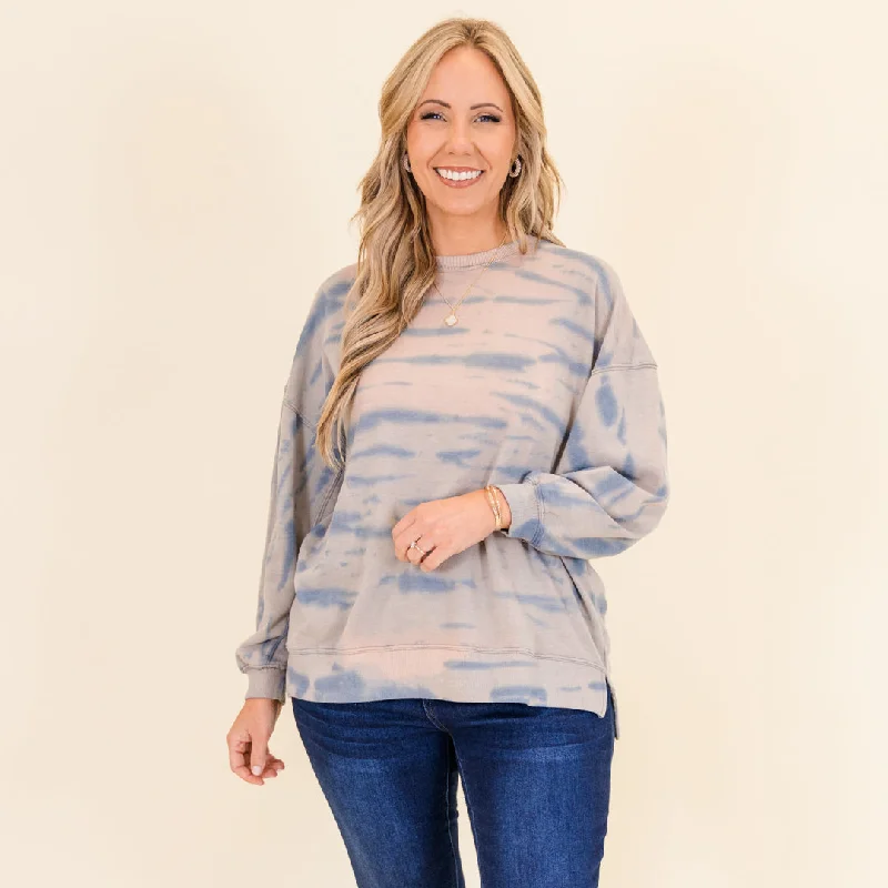 Fashion Must-have Cascade Wash Top, Teal-Mocha