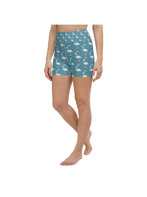 Must-have For Fashion Christmas Flamingo Patterned Yoga Shorts
