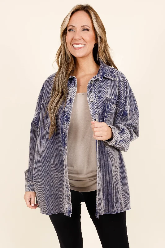 Light Layers Close To You Shacket, Light Navy
