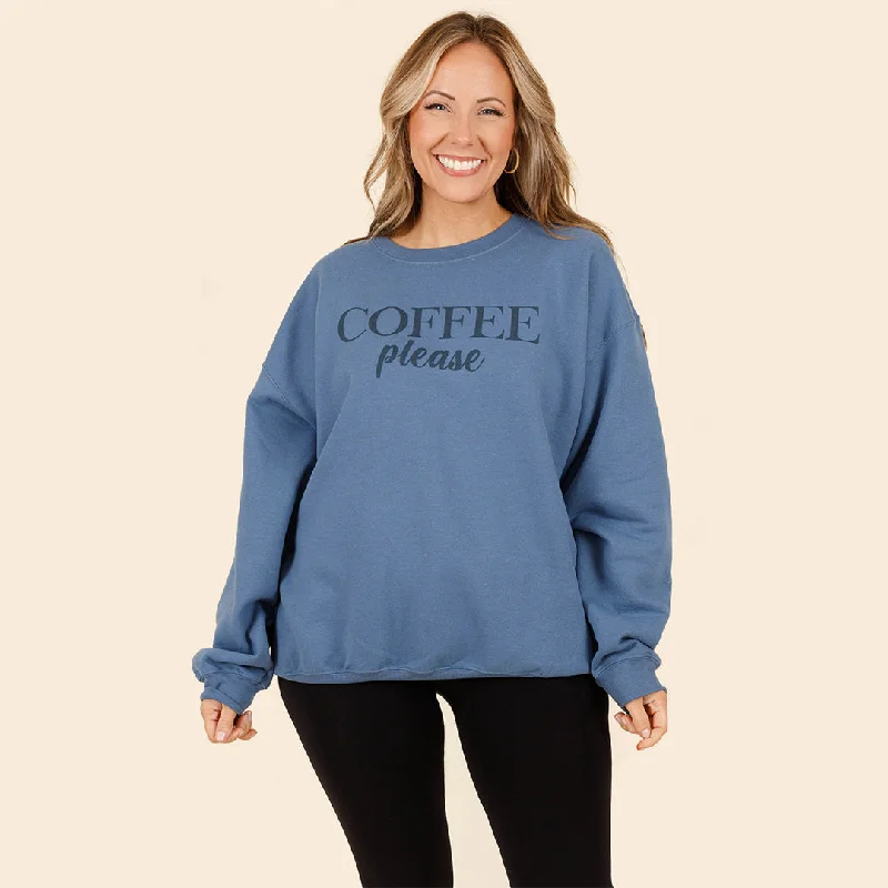 Personalized Design Coffee Please Sweatshirt, Indigo Blue