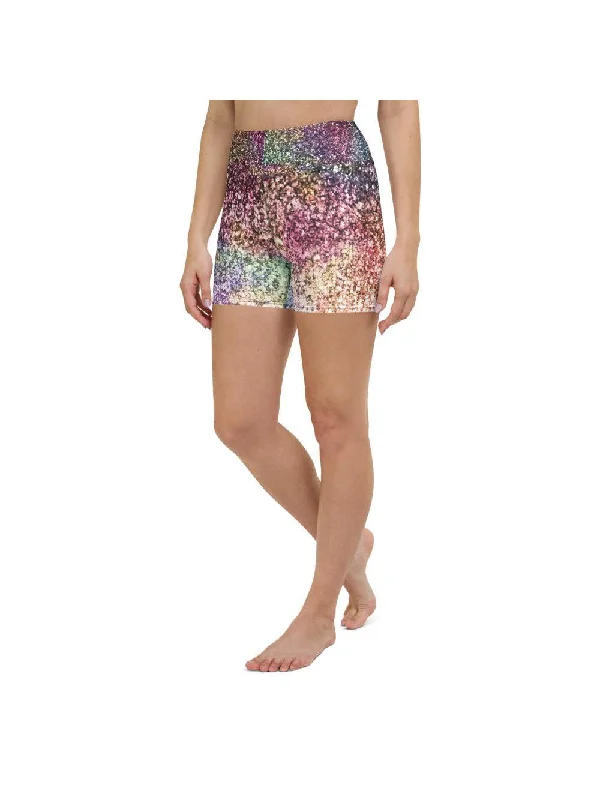 Slim Fit Colorful Sparkles Yoga Shorts