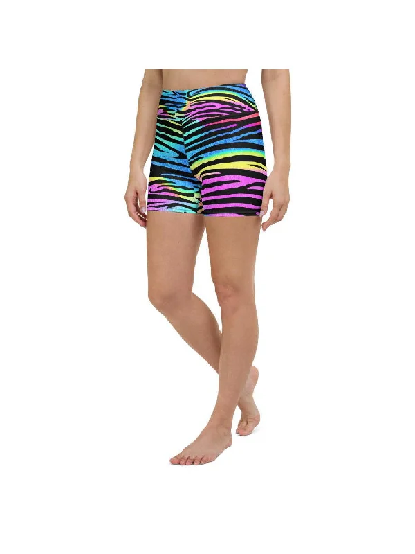 Sports And Leisure Colorful Zebra Striped Yoga Shorts