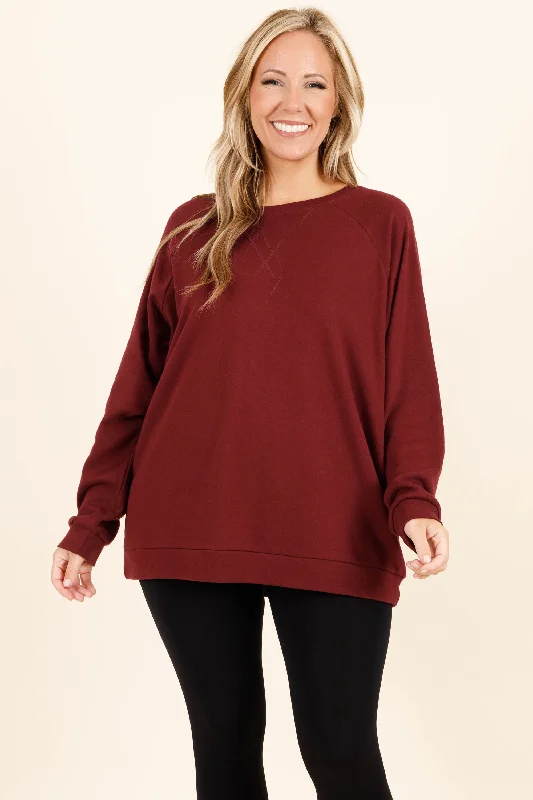 Cozy Pants Covered In You Pullover, Dark Burgundy