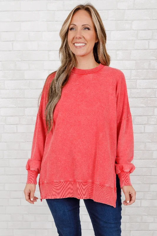 Luxury Customization Cozy Crewneck Pullover, Ruby