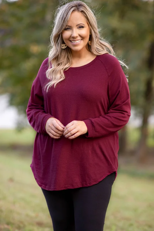 Goddess Style Curved Hem Slouchy Tunic, Wine