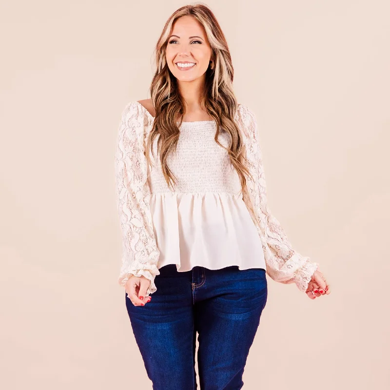 Classic Color Dear Future Me Babydoll Top, Beige