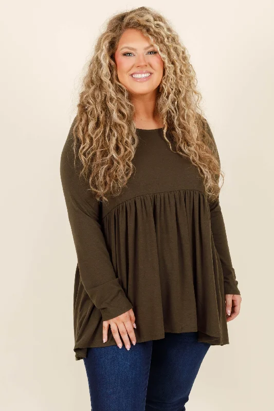 Sporty Comfort Dear My Love Top, Dark Olive