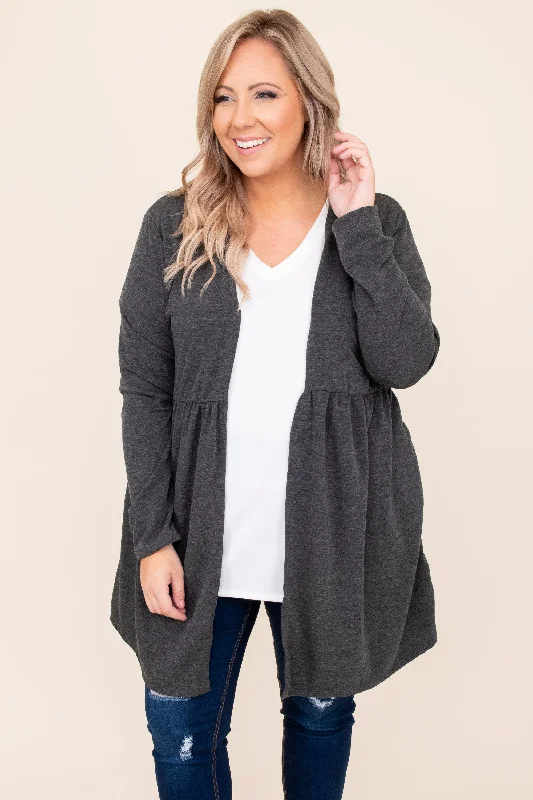 Sweet Girl Drawing Conclusions Cardigan, Charcoal