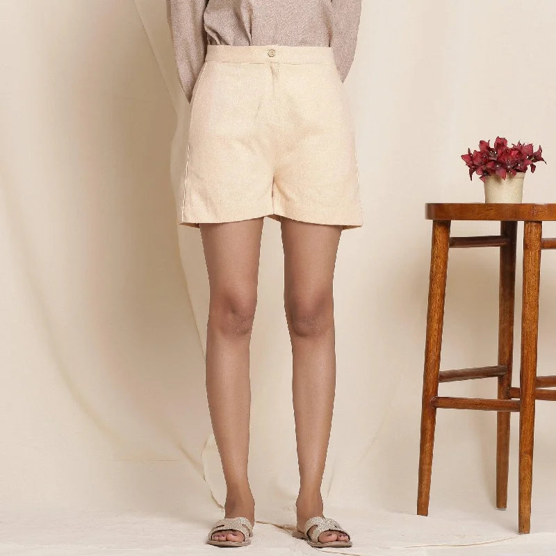 Easygoing Outfits Dusk Beige Warm Cotton Flannel High-Rise Short Shorts