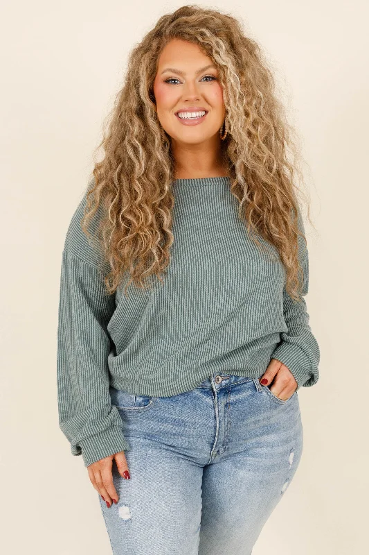 Luxury Temperament Easy Breezy Basic Top, Olive