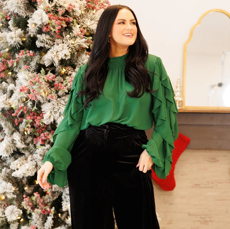Daily Comfort Effortless Charm Blouse, Hunter Green