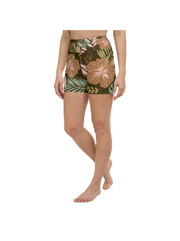 Romantic Data Fall Floral Yoga Shorts