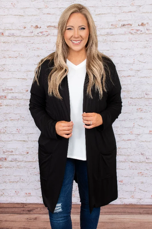 Cozy Fitting Feeling Carefree Cardigan, Black